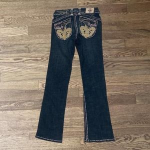 Vintage y2k trashy low rise bootcut dark wash bedazzled laguna beach jeans